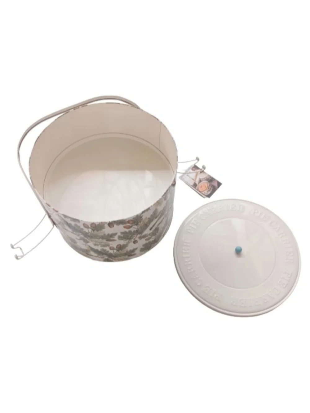 John Derian Double Pie Carrier | Stamped Metal | Bird & Leaf Design